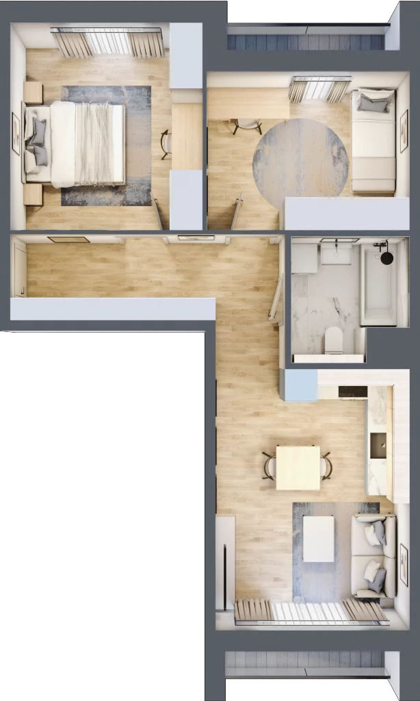 3 pokoje, mieszkanie 55,16 m², piętro 3, oferta nr 6.03.A13, Ogrody Andersa II, Gliwice, Wojska Polskiego, ul. Generała Władysława Andersa