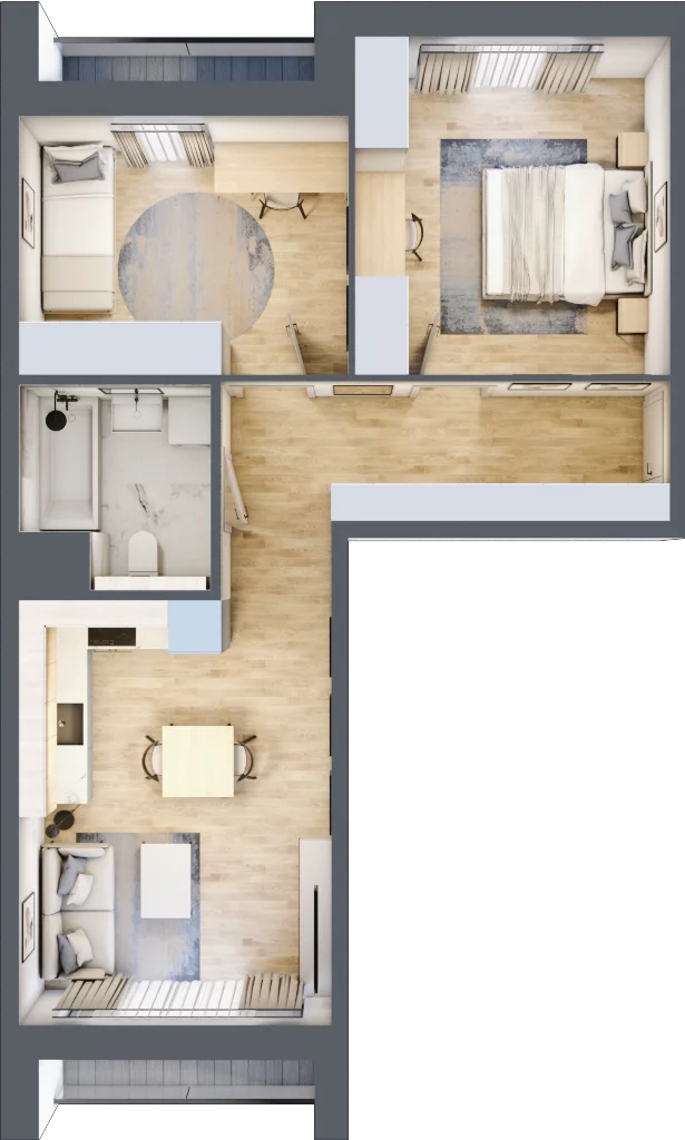 3 pokoje, mieszkanie 54,99 m², piętro 4, oferta nr 6.04.B13, Ogrody Andersa II, Gliwice, Wojska Polskiego, ul. Generała Władysława Andersa