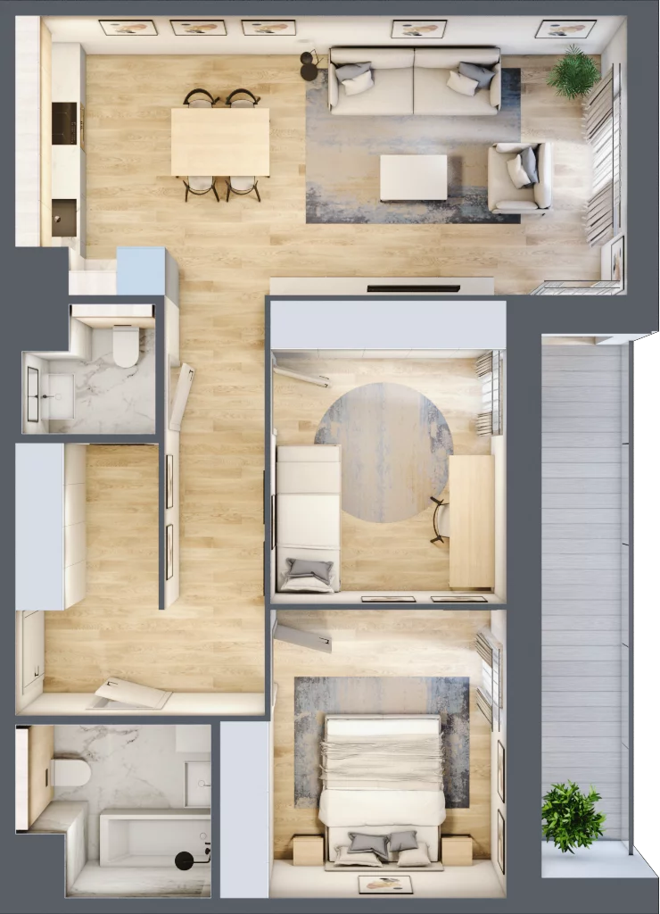 3 pokoje, mieszkanie 69,18 m², piętro 4, oferta nr 6.04.C30, Ogrody Andersa II, Gliwice, Wojska Polskiego, ul. Generała Władysława Andersa