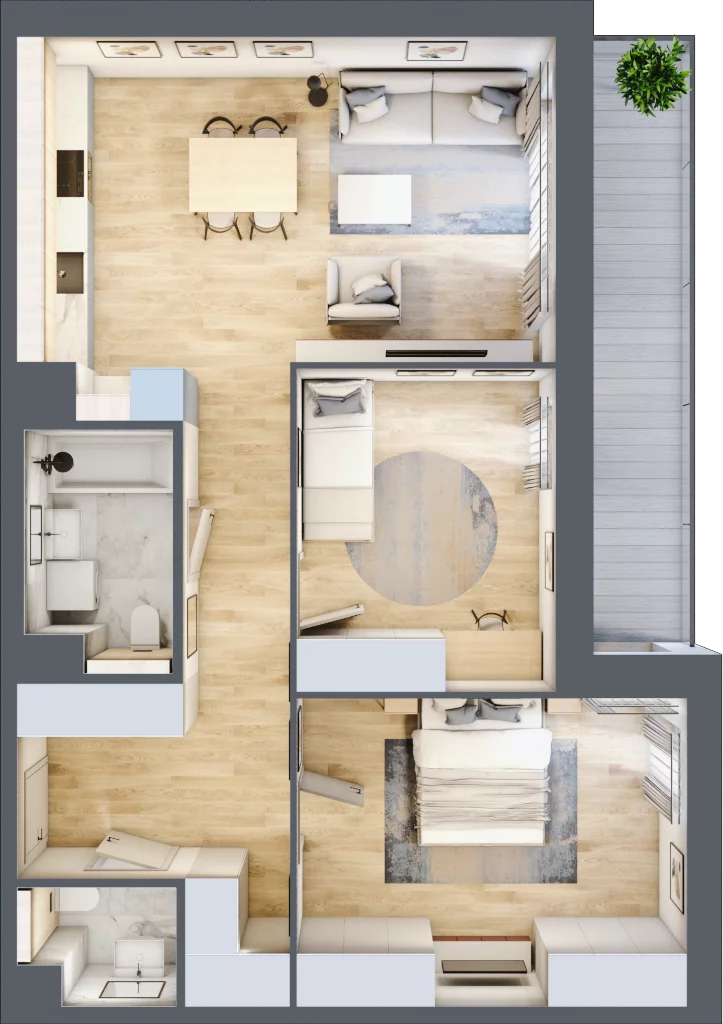 3 pokoje, mieszkanie 69,83 m², piętro 4, oferta nr 6.04.C32, Ogrody Andersa II, Gliwice, Wojska Polskiego, ul. Generała Władysława Andersa