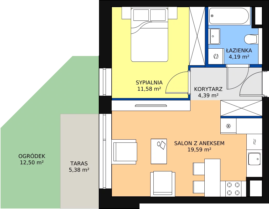 Zalety mieszkania 39.75 m², 7.00.D05