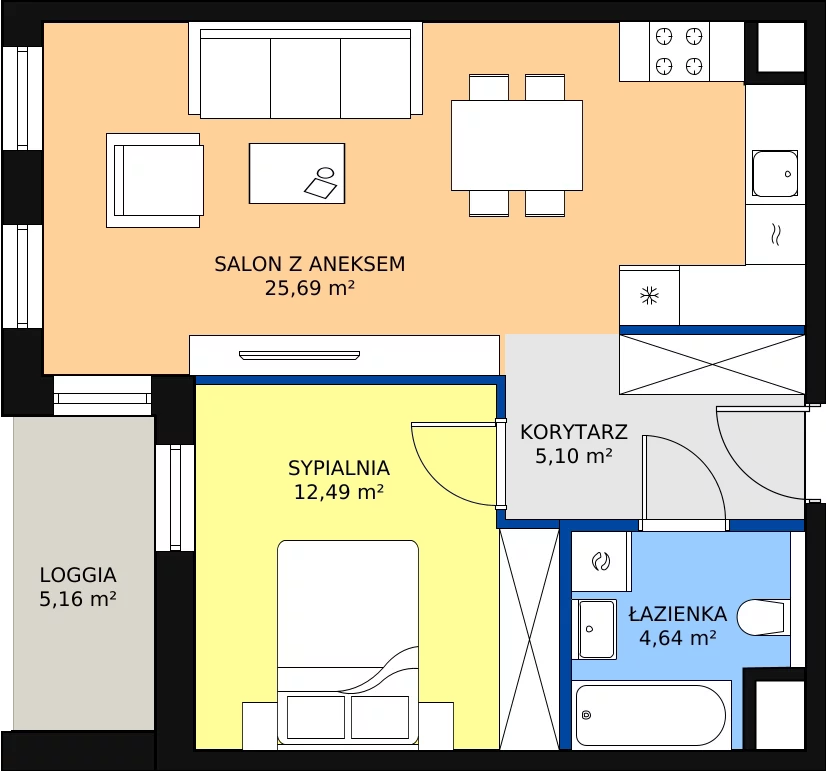 Zalety mieszkania 47.92 m², 7.01.A07
