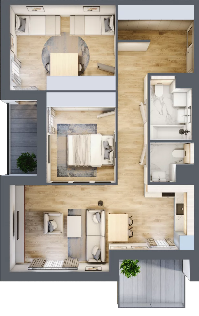 3 pokoje, mieszkanie 72,05 m², piętro 1, oferta nr 7.01.A09, Ogrody Andersa II, Gliwice, Wojska Polskiego, ul. Generała Władysława Andersa