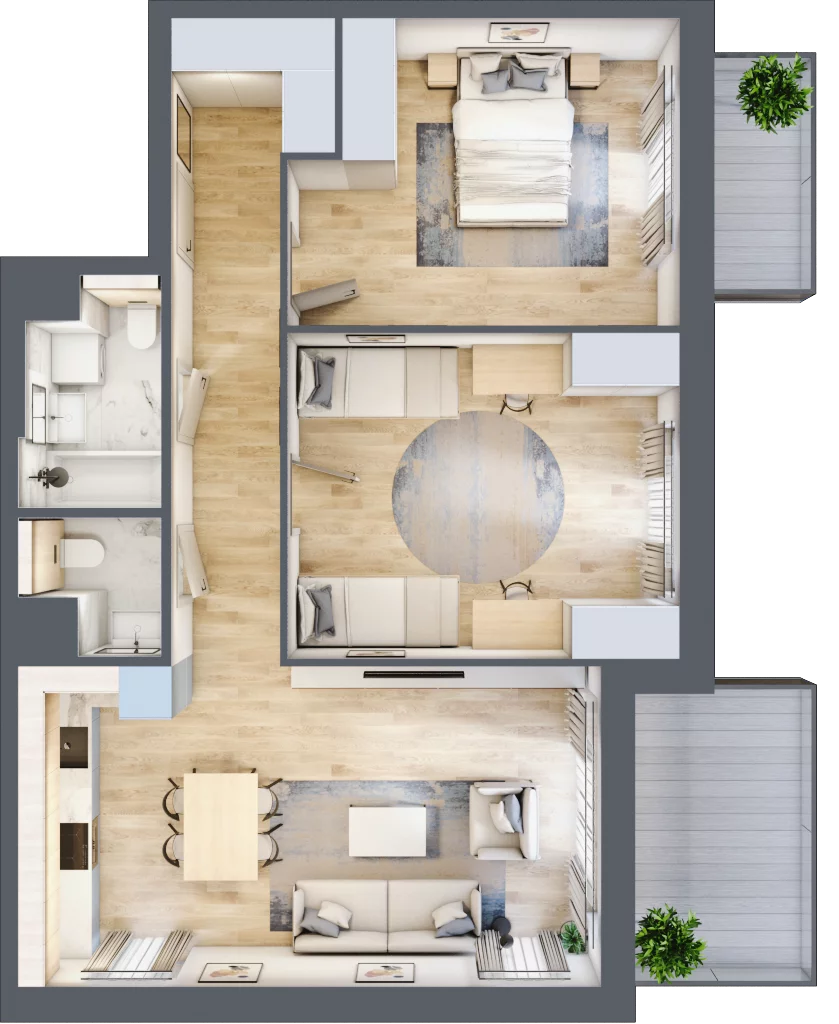 3 pokoje, mieszkanie 72,14 m², piętro 1, oferta nr 7.01.A10, Ogrody Andersa II, Gliwice, Wojska Polskiego, ul. Generała Władysława Andersa