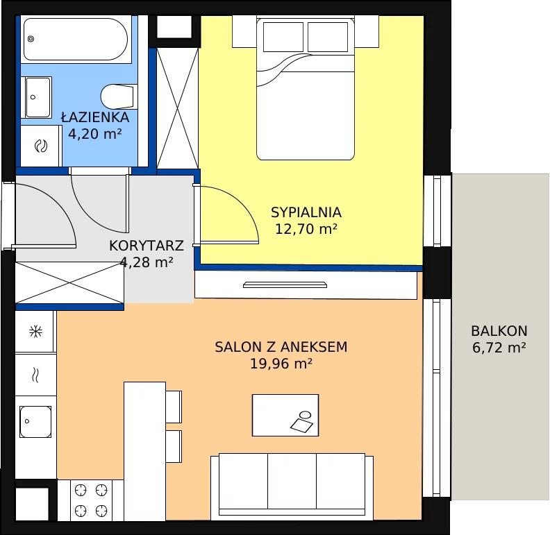Zalety mieszkania 41.14 m², 7.01.B03