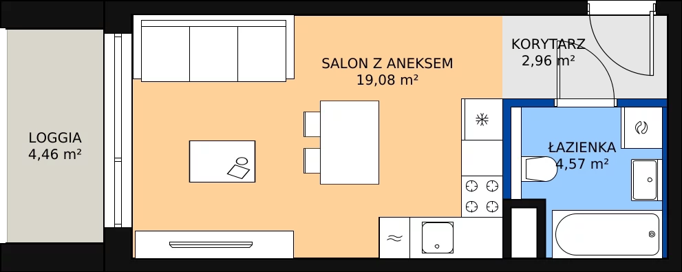 Zalety mieszkania 26.61 m², 7.01.B04