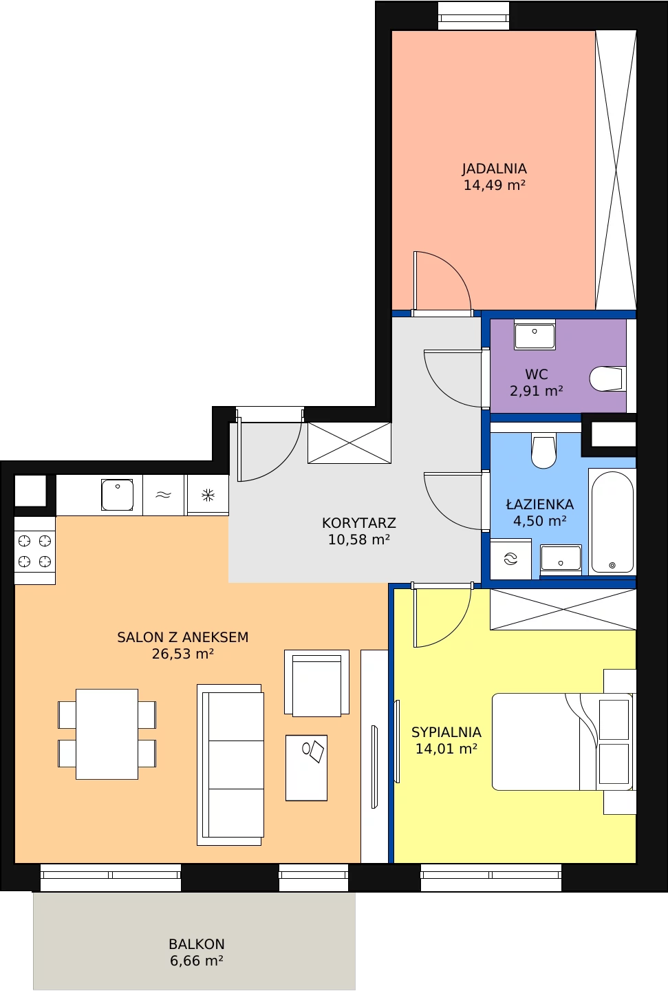 Zalety mieszkania 73.02 m², 7.01.C03