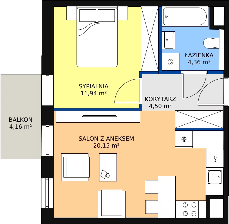Zalety mieszkania 40.95 m², 7.01.D10