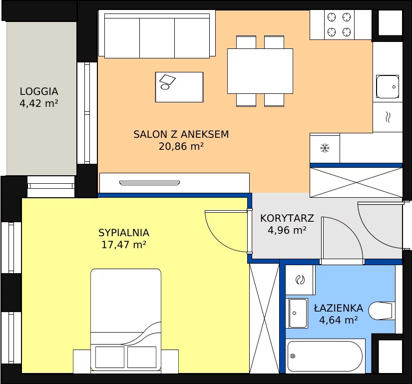 Zalety mieszkania 47.93 m², 7.02.A12