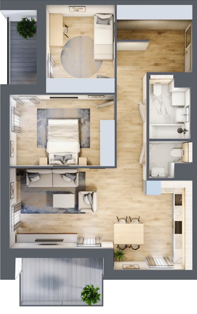 3 pokoje, mieszkanie 71,60 m², piętro 2, oferta nr 7.02.A14, Ogrody Andersa II, Gliwice, Wojska Polskiego, ul. Generała Władysława Andersa