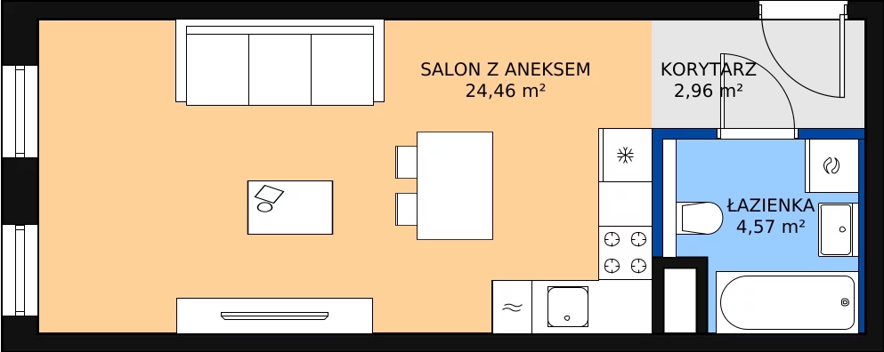 Zalety mieszkania 31.99 m², 7.02.B09