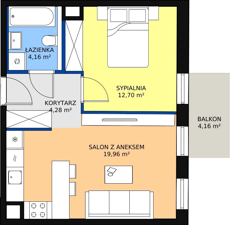Zalety mieszkania 41.1 m², 7.03.B13