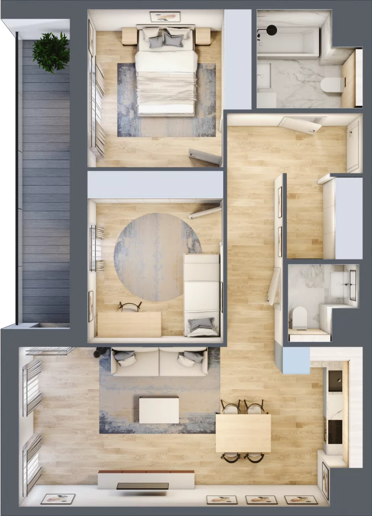 3 pokoje, mieszkanie 68,85 m², piętro 4, oferta nr 7.04.B19, Ogrody Andersa II, Gliwice, Wojska Polskiego, ul. Generała Władysława Andersa