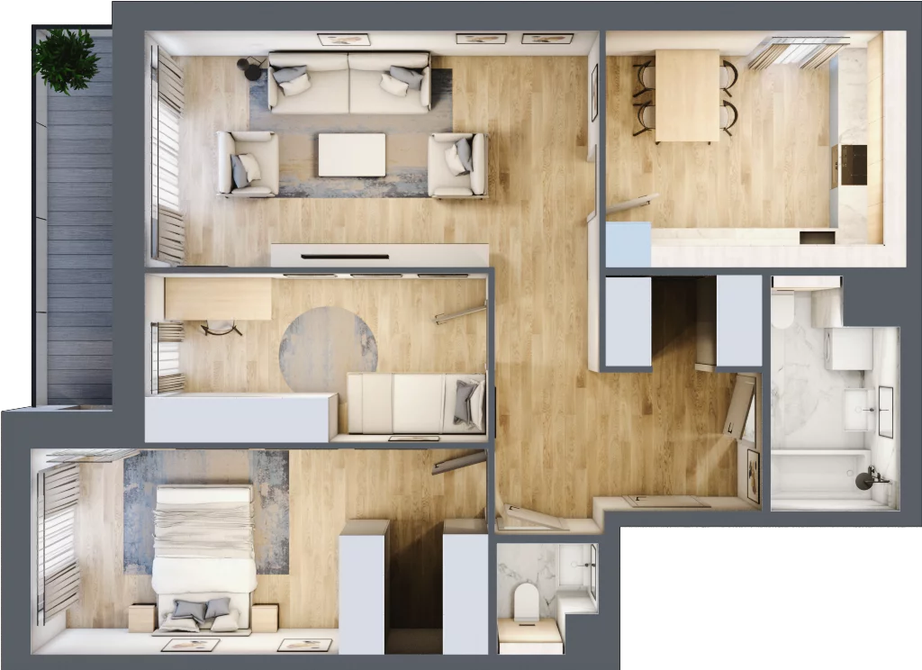 3 pokoje, mieszkanie 76,98 m², piętro 4, oferta nr 7.04.B20, Ogrody Andersa II, Gliwice, Wojska Polskiego, ul. Generała Władysława Andersa