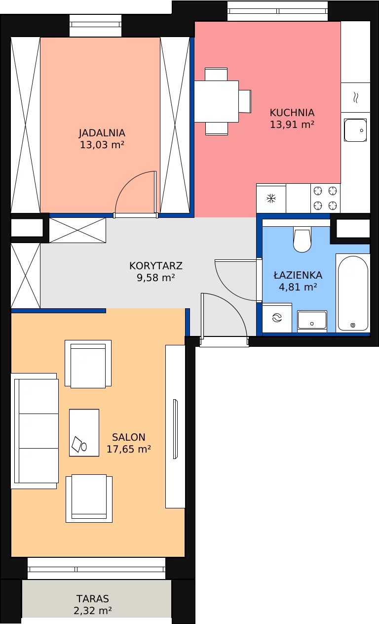 Zalety mieszkania 58.99 m², 7.04.D23
