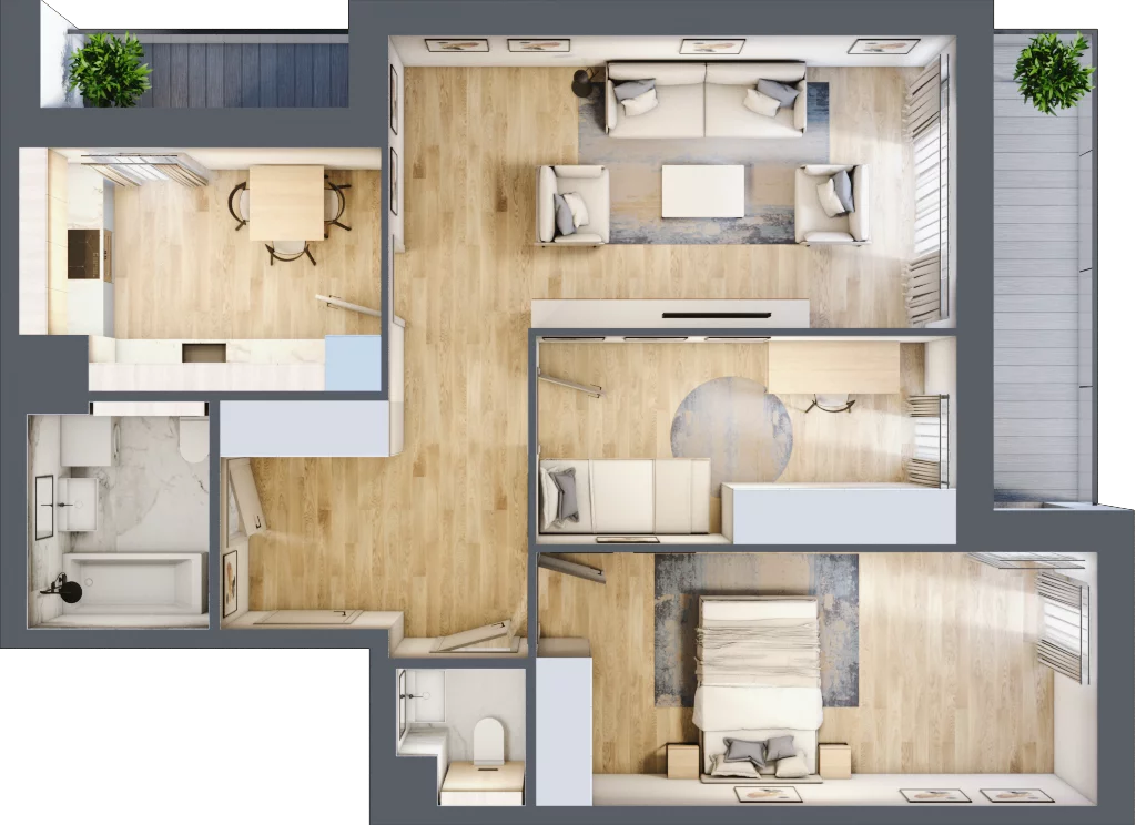 3 pokoje, mieszkanie 72,35 m², piętro 4, oferta nr 7.04.D24, Ogrody Andersa II, Gliwice, Wojska Polskiego, ul. Generała Władysława Andersa