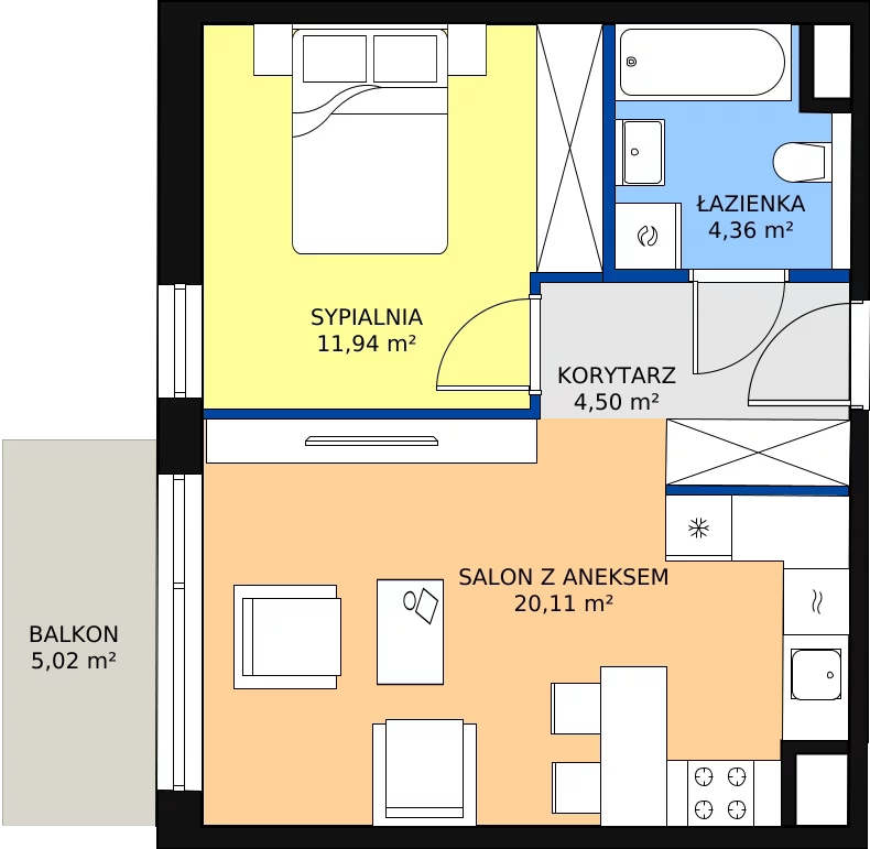 Zalety mieszkania 40.91 m², 7.04.D28