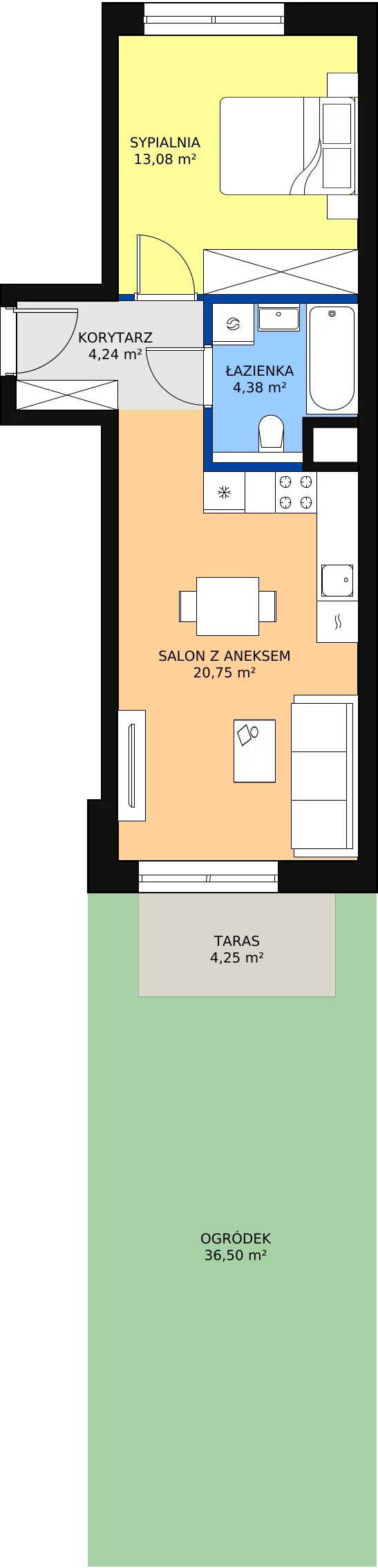 Zalety mieszkania 42.45 m², 8.00.A01