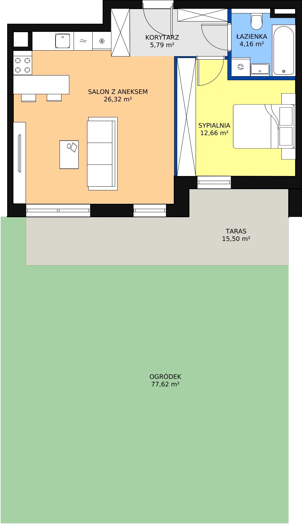 Zalety mieszkania 48.93 m², 8.00.A02