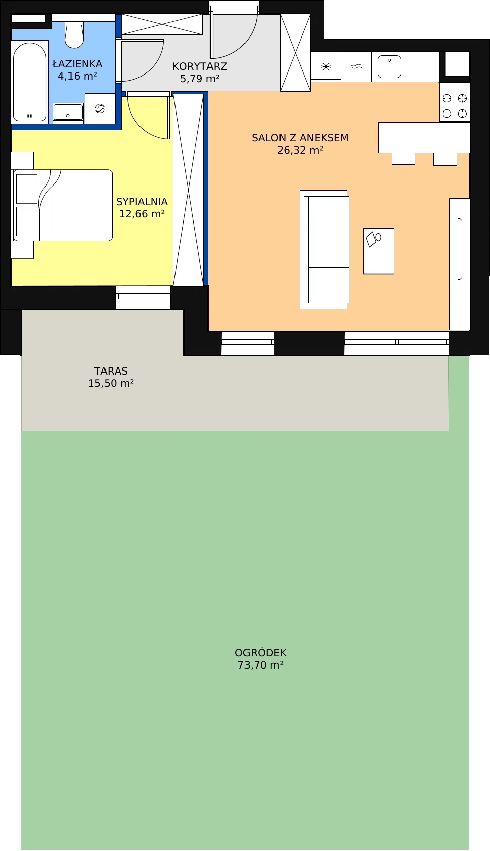 Zalety mieszkania 48.93 m², 8.00.B01