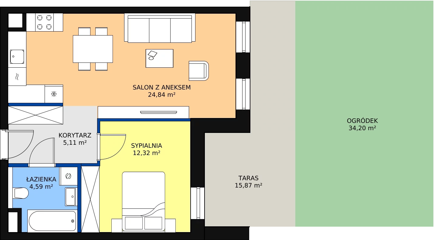 Zalety mieszkania 46.86 m², 8.00.C03