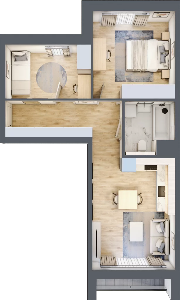 3 pokoje, mieszkanie 52,26 m², piętro 1, oferta nr 8.01.A05, Ogrody Andersa II, Gliwice, Wojska Polskiego, ul. Generała Władysława Andersa