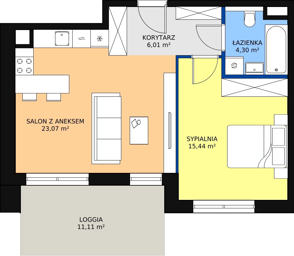 Zalety mieszkania 48.82 m², 8.01.A06
