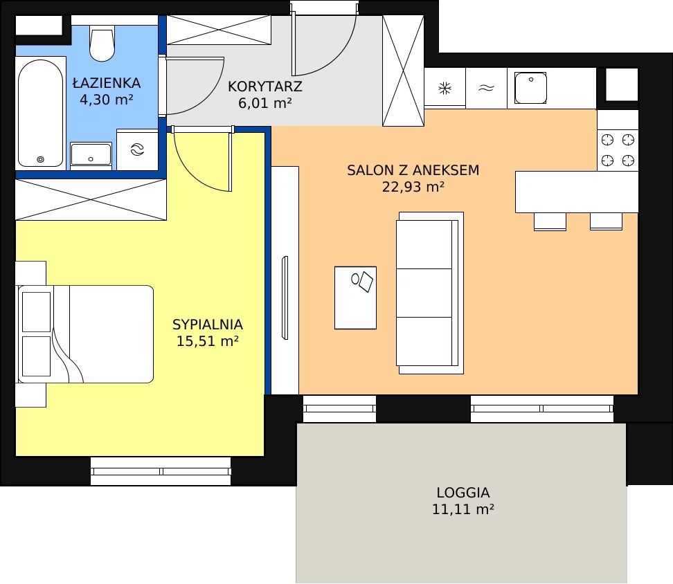 Zalety mieszkania 48.75 m², 8.01.B03