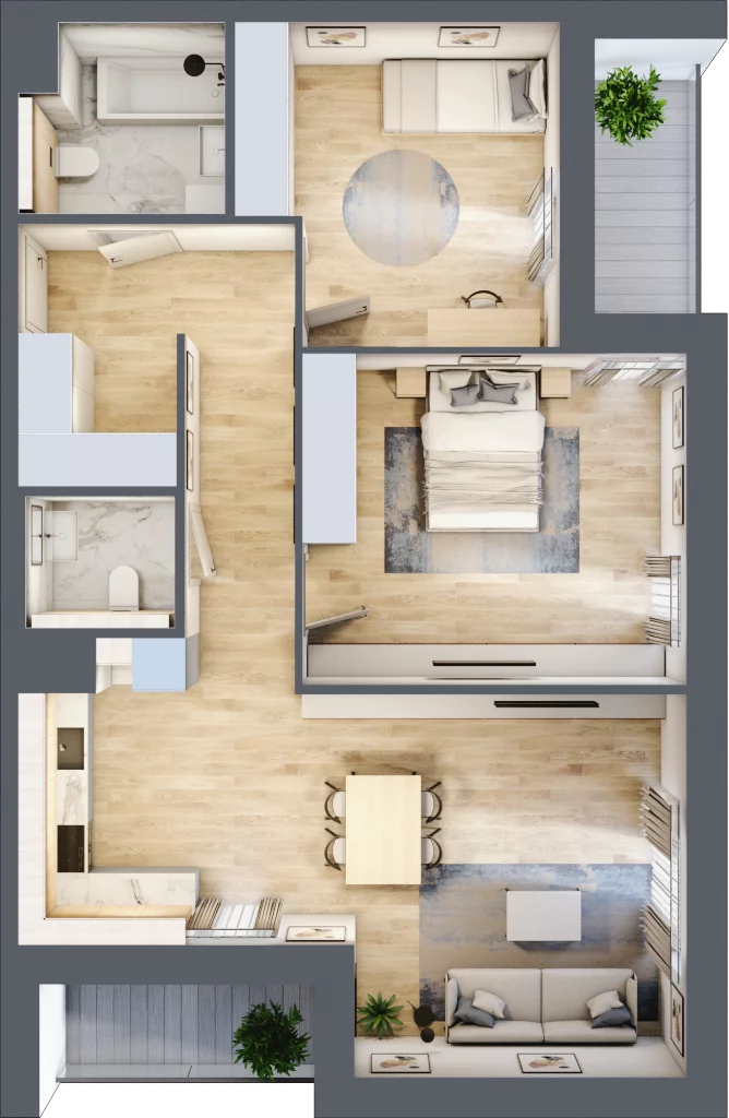 3 pokoje, mieszkanie 76,11 m², piętro 1, oferta nr 8.01.C08, Ogrody Andersa II, Gliwice, Wojska Polskiego, ul. Generała Władysława Andersa