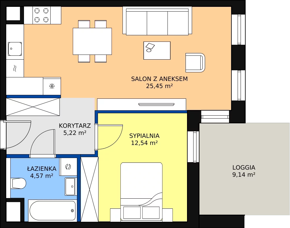 Zalety mieszkania 47.78 m², 8.01.C09