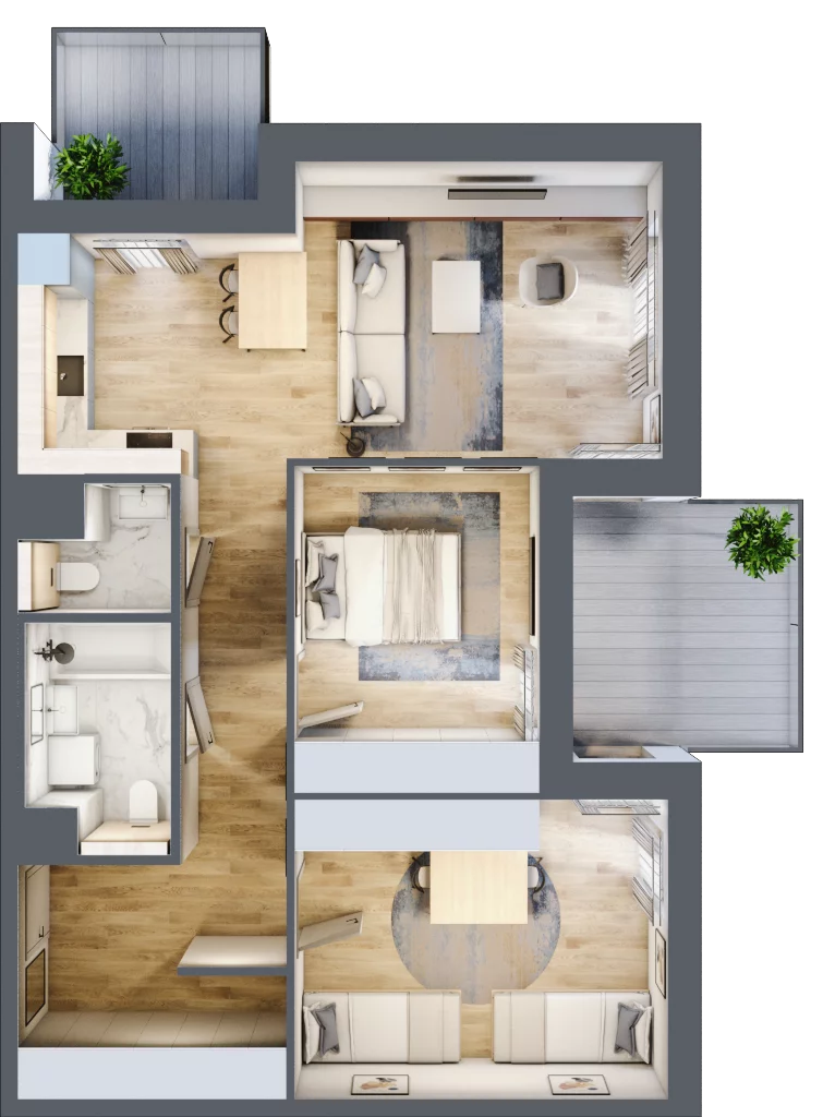 3 pokoje, mieszkanie 71,80 m², piętro 1, oferta nr 8.01.C12, Ogrody Andersa II, Gliwice, Wojska Polskiego, ul. Generała Władysława Andersa