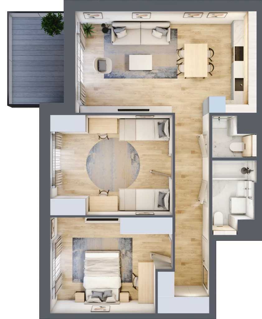 3 pokoje, mieszkanie 71,90 m², piętro 1, oferta nr 8.01.C13, Ogrody Andersa II, Gliwice, Wojska Polskiego, ul. Generała Władysława Andersa