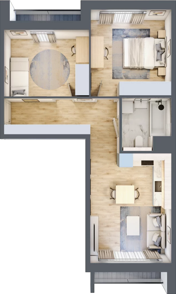 3 pokoje, mieszkanie 54,94 m², piętro 2, oferta nr 8.02.A09, Ogrody Andersa II, Gliwice, Wojska Polskiego, ul. Generała Władysława Andersa