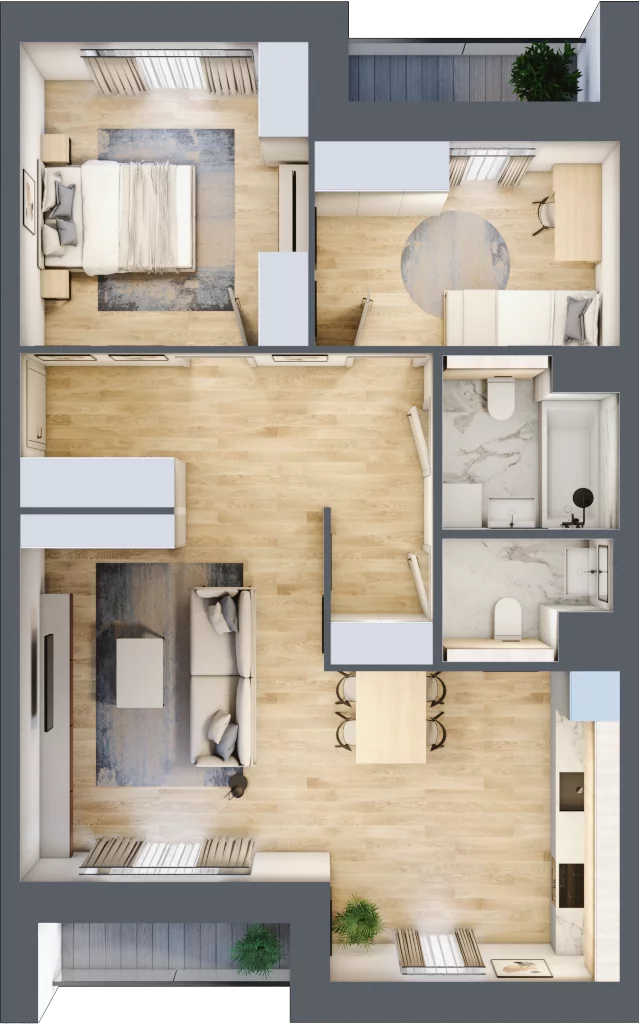 3 pokoje, mieszkanie 70,05 m², piętro 3, oferta nr 8.03.B08, Ogrody Andersa II, Gliwice, Wojska Polskiego, ul. Generała Władysława Andersa