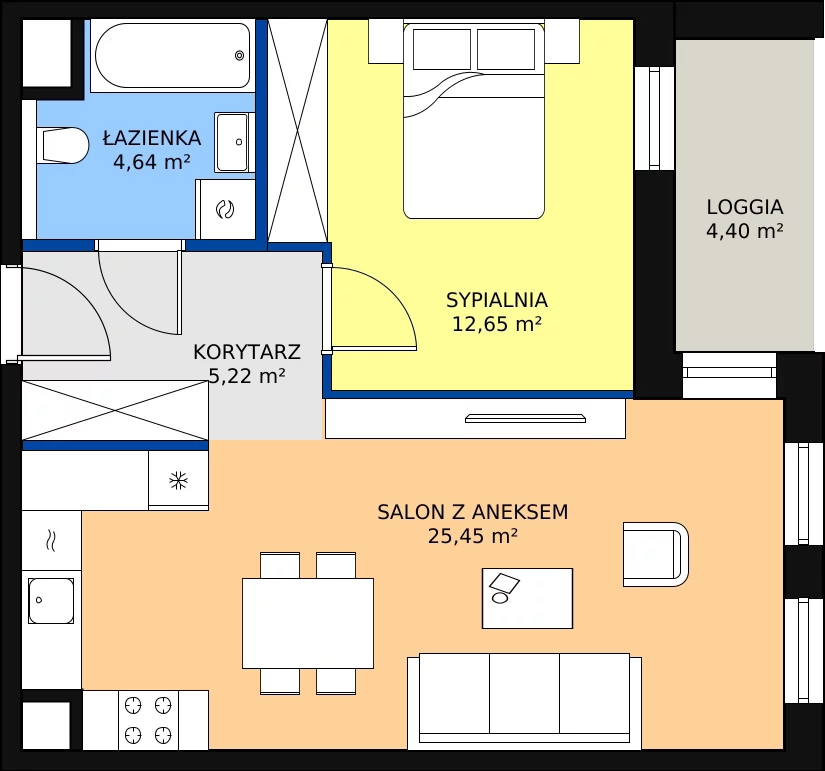 Zalety mieszkania 47.96 m², 8.03.C27