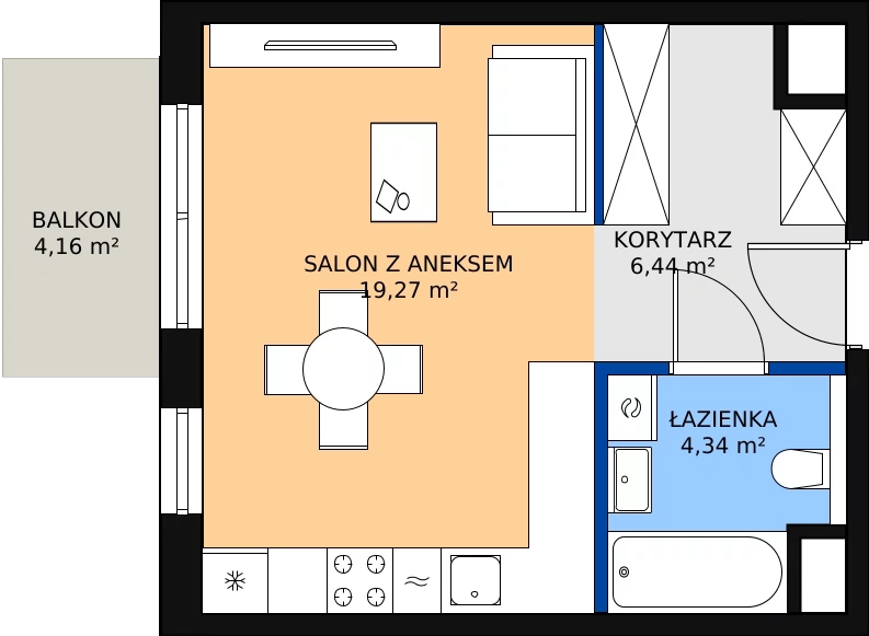 Zalety mieszkania 30.05 m², 8.03.C30