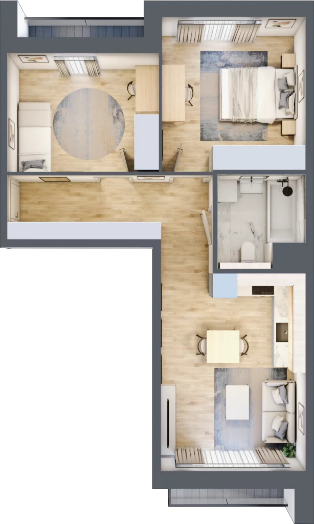 3 pokoje, mieszkanie 55,16 m², piętro 4, oferta nr 8.04.A17, Ogrody Andersa II, Gliwice, Wojska Polskiego, ul. Generała Władysława Andersa