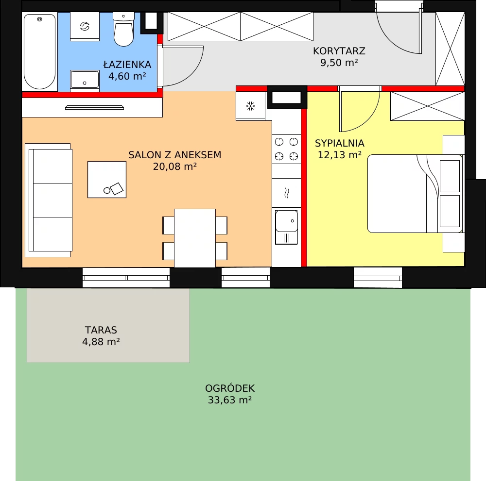 Mieszkanie 46,31 m², parter, oferta nr A0-01, ATAL Apollina, Kowale, ul. Apollina