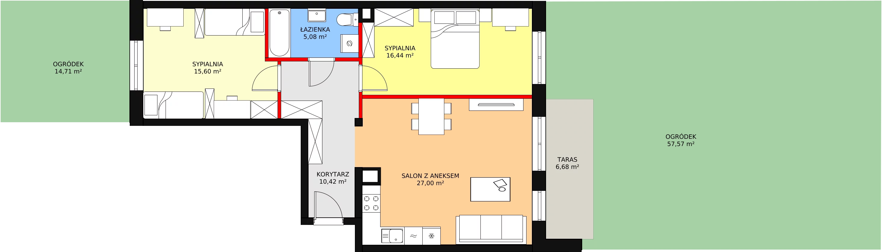 Mieszkanie 74,54 m², parter, oferta nr B0-02, ATAL Apollina, Kowale, ul. Apollina