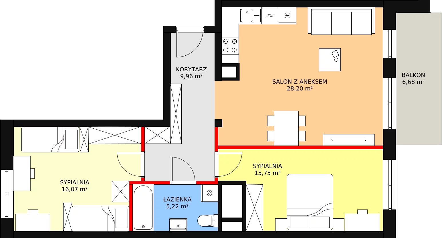 Mieszkanie 75,20 m², piętro 2, oferta nr A2-17, ATAL Apollina, Kowale, ul. Apollina