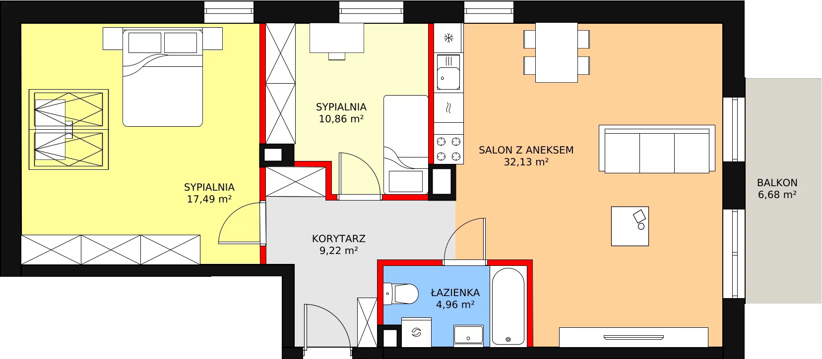 Mieszkanie 74,66 m², piętro 4, oferta nr A4-26, ATAL Apollina, Kowale, ul. Apollina