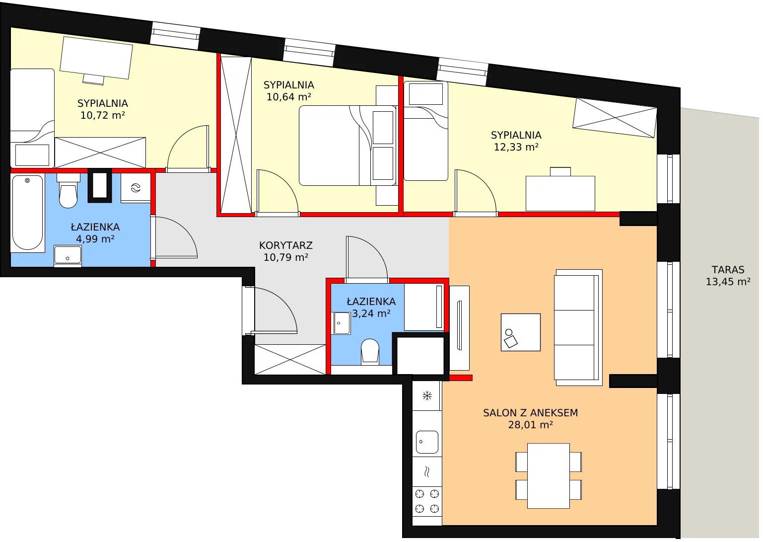 4 pokoje, mieszkanie 80,72 m², parter, oferta nr 1-0-09, ATAL Aura II, Łódź, Bałuty, ul. Telefoniczna 15/17