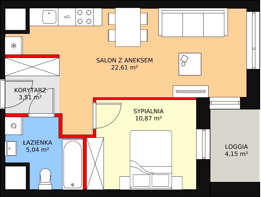 Mieszkanie 42,03 m², piętro 1, oferta nr 1-1-11, ATAL Aura II, Łódź, Bałuty, ul. Telefoniczna 15/17