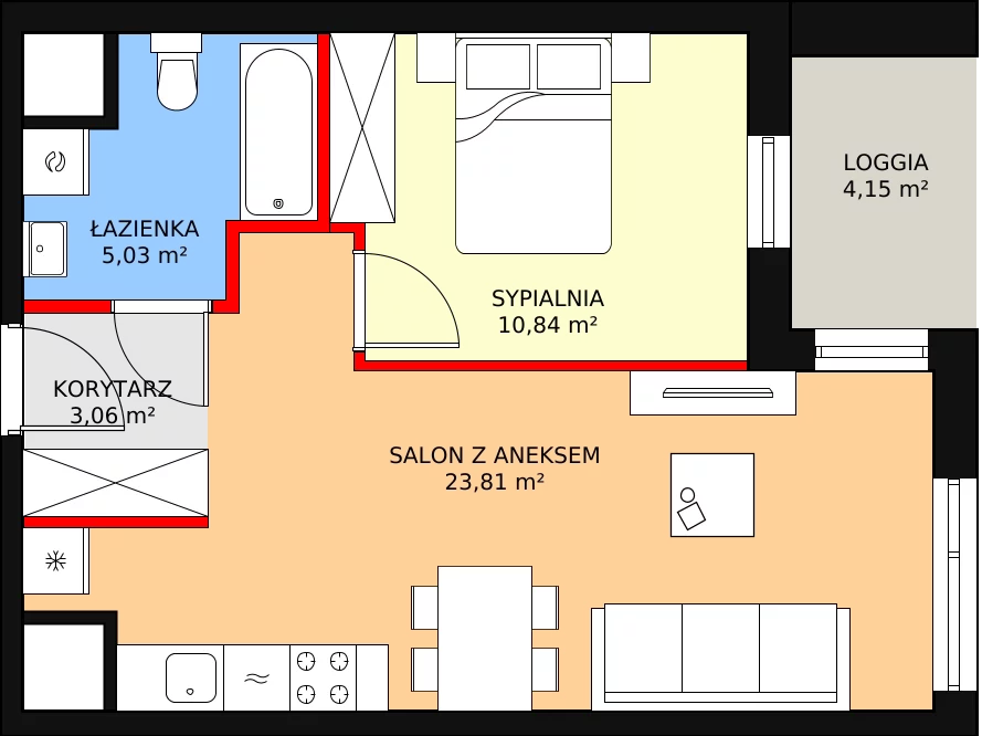 Mieszkanie 42,74 m², piętro 2, oferta nr 1-2-22, ATAL Aura II, Łódź, Bałuty, ul. Telefoniczna 15/17