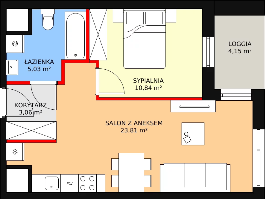 Mieszkanie 42,74 m², piętro 4, oferta nr 1-4-44, ATAL Aura II, Łódź, Bałuty, ul. Telefoniczna 15/17