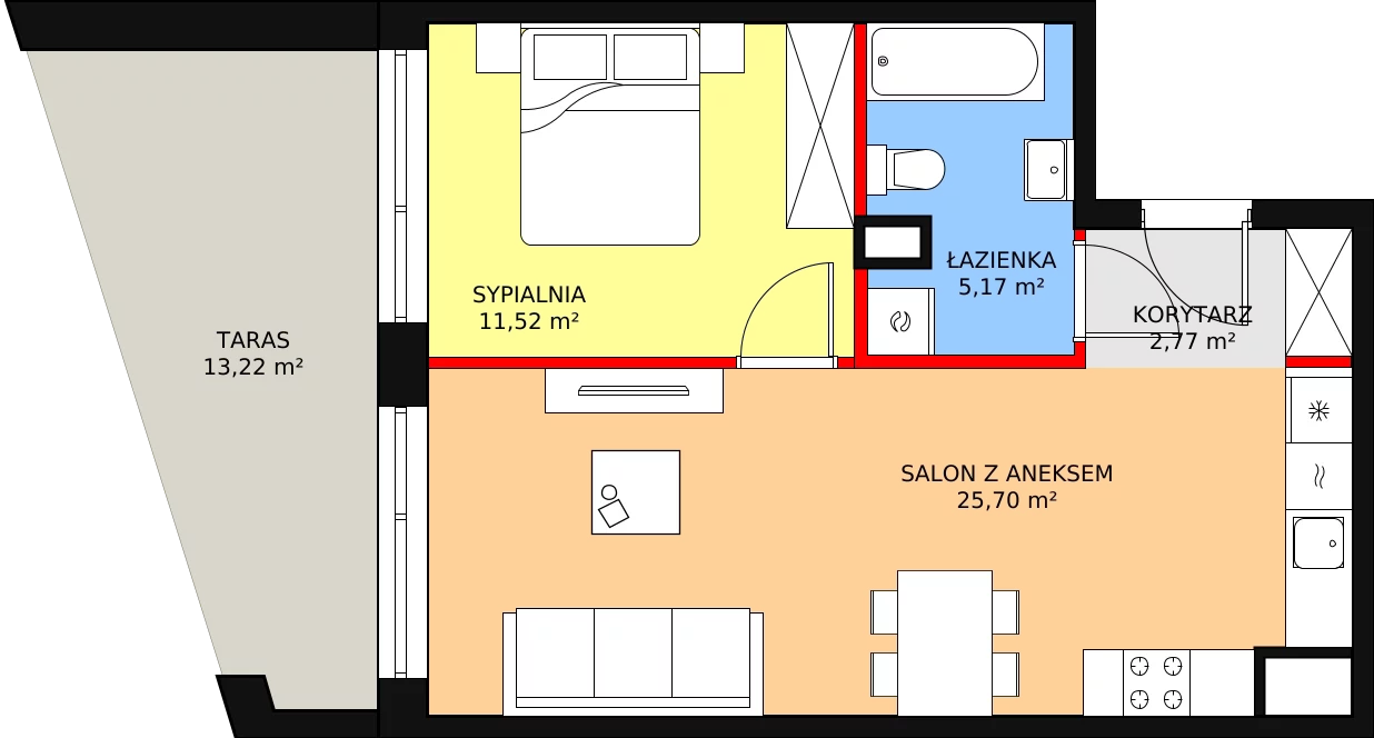 2 pokoje, mieszkanie 45,16 m², parter, oferta nr 1-0-07, ATAL Aura II, Łódź, Bałuty, ul. Telefoniczna 15/17