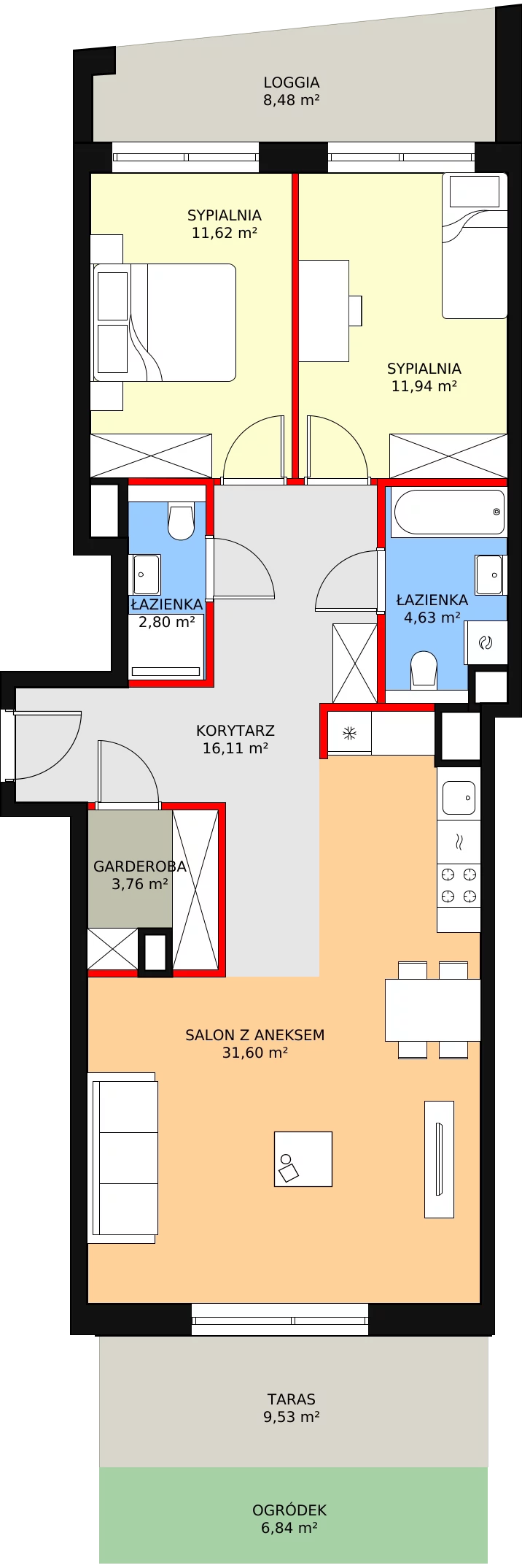 3 pokoje, mieszkanie 82,46 m², parter, oferta nr 2-0-02, ATAL Aura II, Łódź, Bałuty, ul. Telefoniczna 15/17