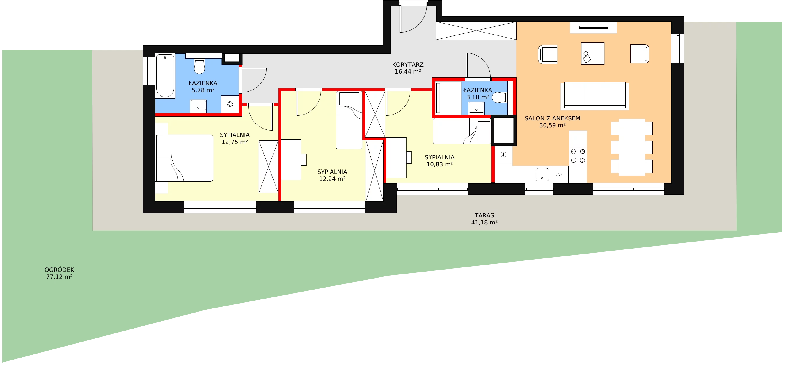 4 pokoje, mieszkanie 91,81 m², parter, oferta nr 2-0-09, ATAL Aura II, Łódź, Bałuty, ul. Telefoniczna 15/17