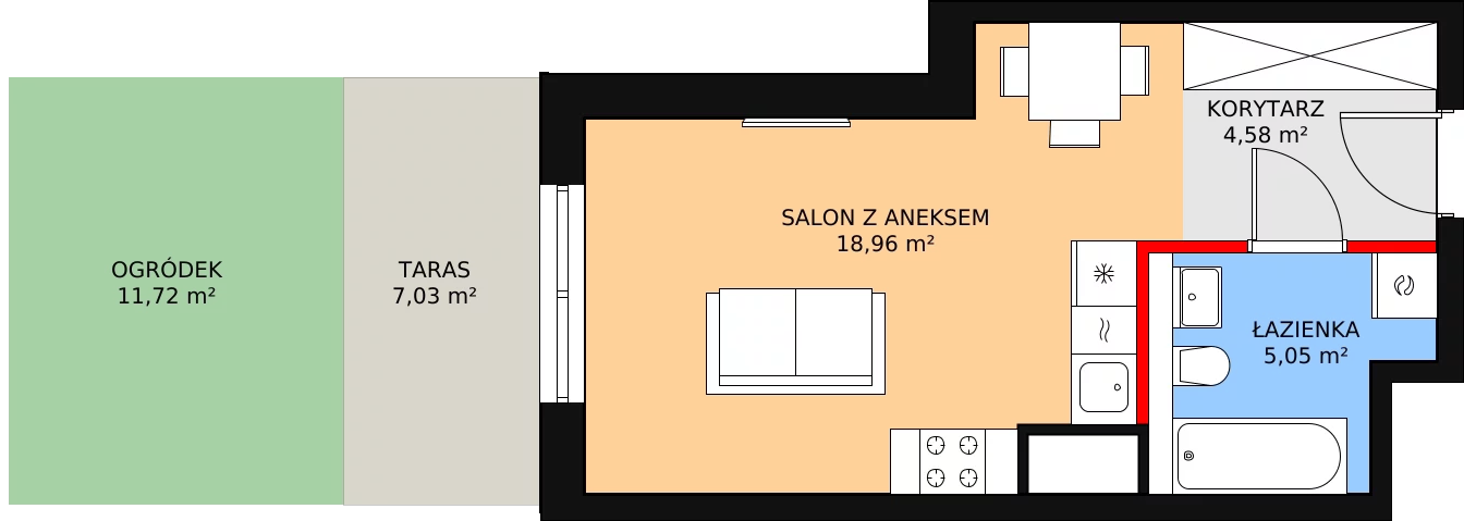 Mieszkanie 28,59 m², parter, oferta nr 2-0-11, ATAL Aura II, Łódź, Bałuty, ul. Telefoniczna 15/17