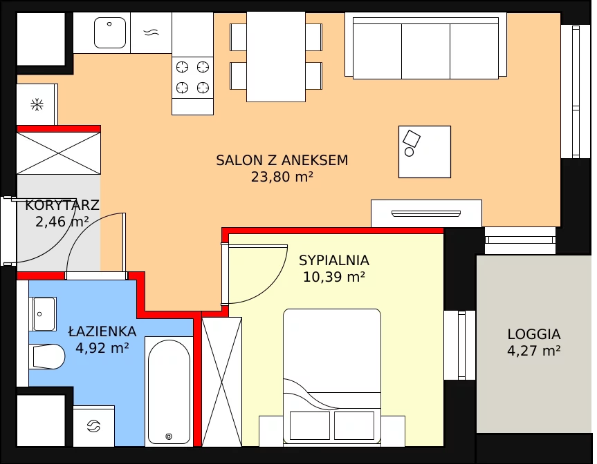 Mieszkanie 41,57 m², piętro 1, oferta nr 2-1-18, ATAL Aura II, Łódź, Bałuty, ul. Telefoniczna 15/17